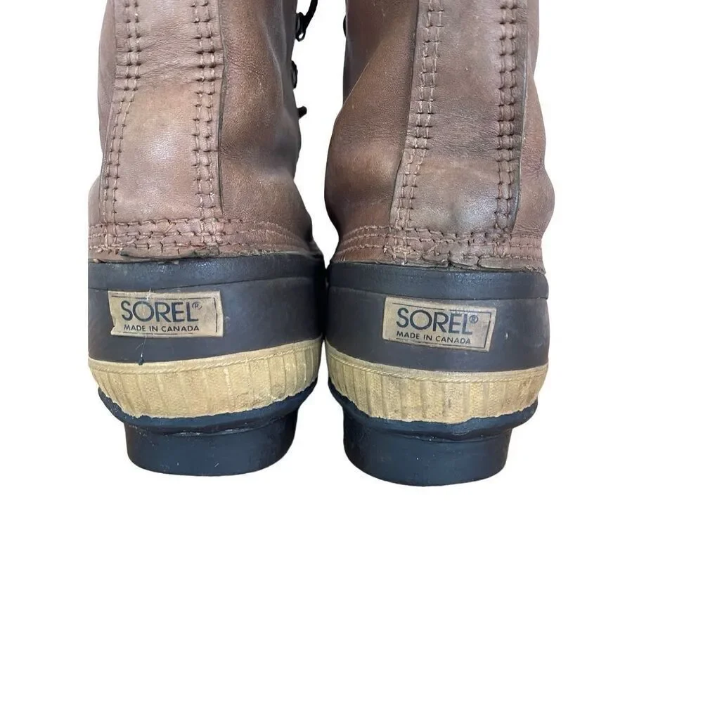 Sorel Mens Brown Tan Waterproof Leather Rubber Winter Snow Boots Size 67